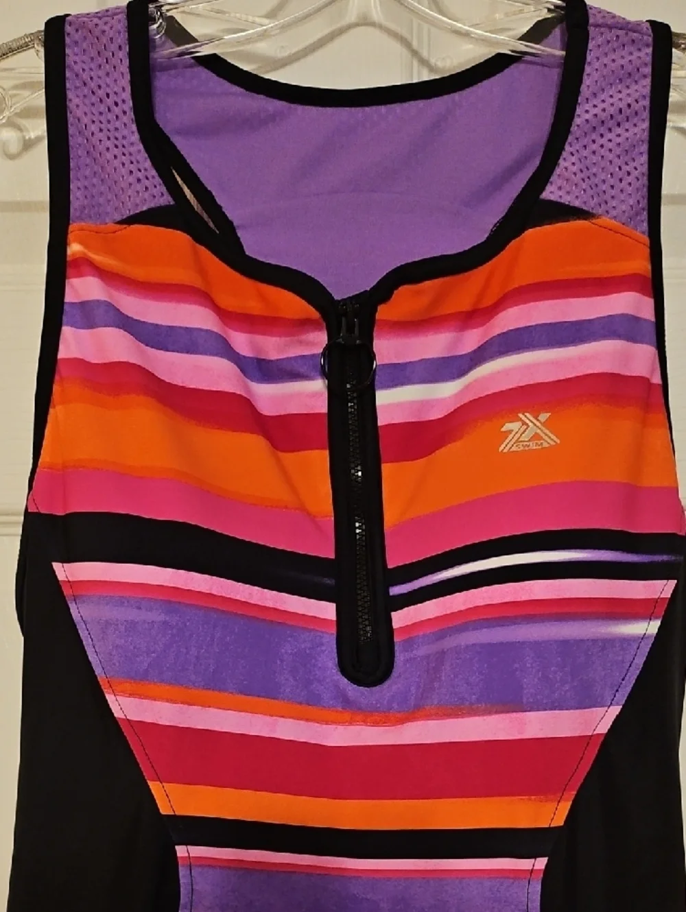 ZeroXposur Striped One-Piece Swimsuit in Orange, Pink & Purple - Picture 2 of 12